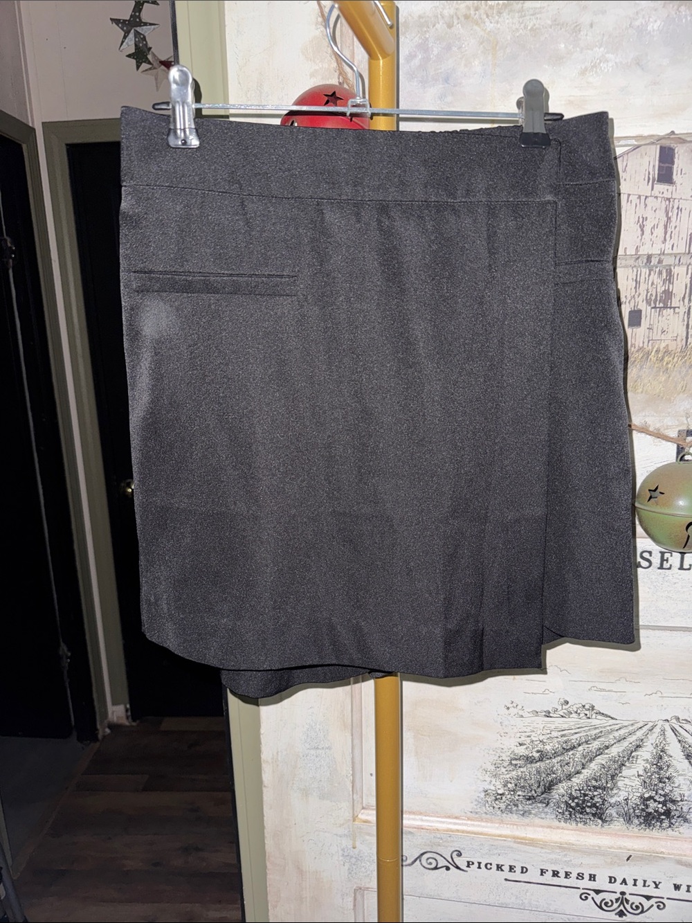 white birch Black Mini Skort with Front Welt Details